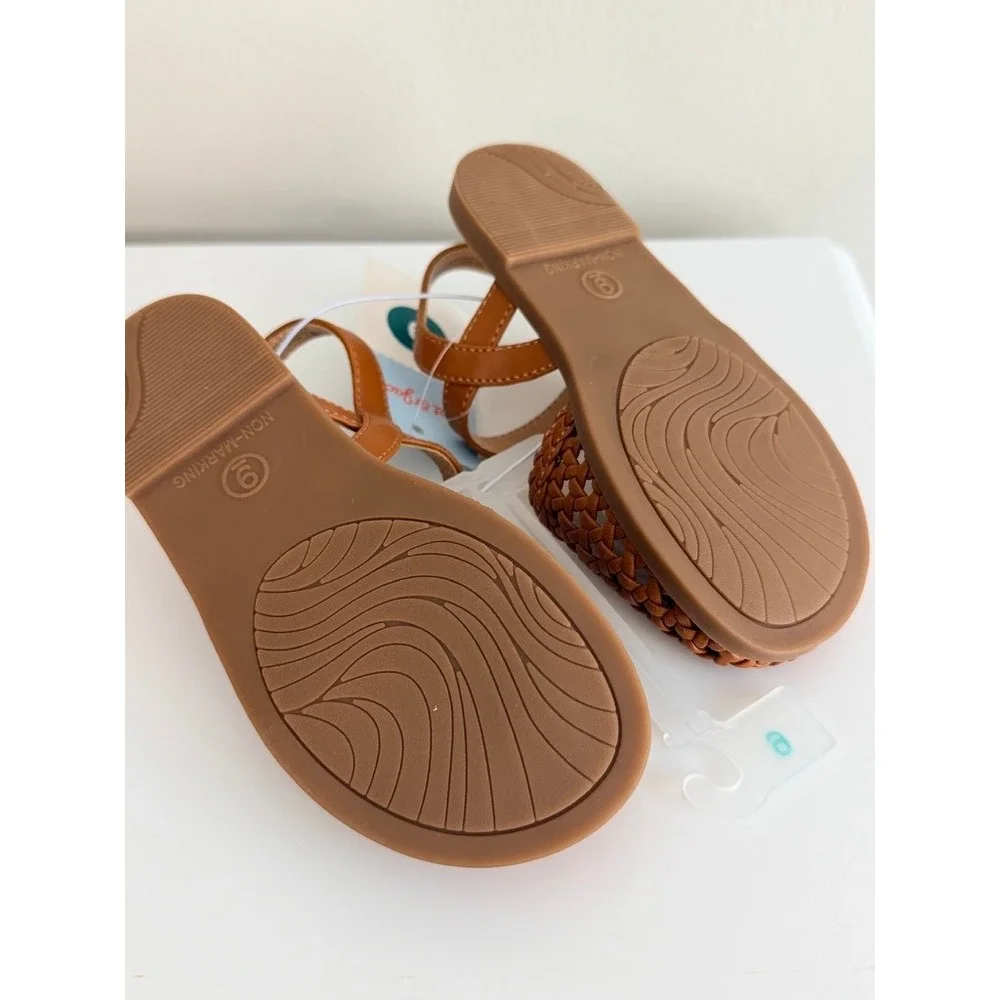 Cat & Jack Makaya Sandals Toddler Size 9 Brown Woven Huarache NWT